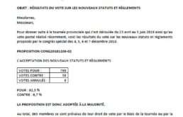ADOPTION DES NOUVEAUX STATUTS ET RÈGLEMENTS